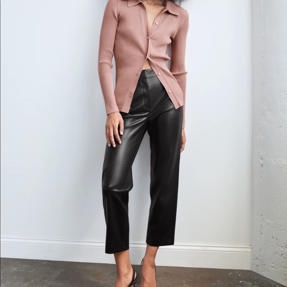 Aritzia Babaton Faux Leather Command Pants 10 Black